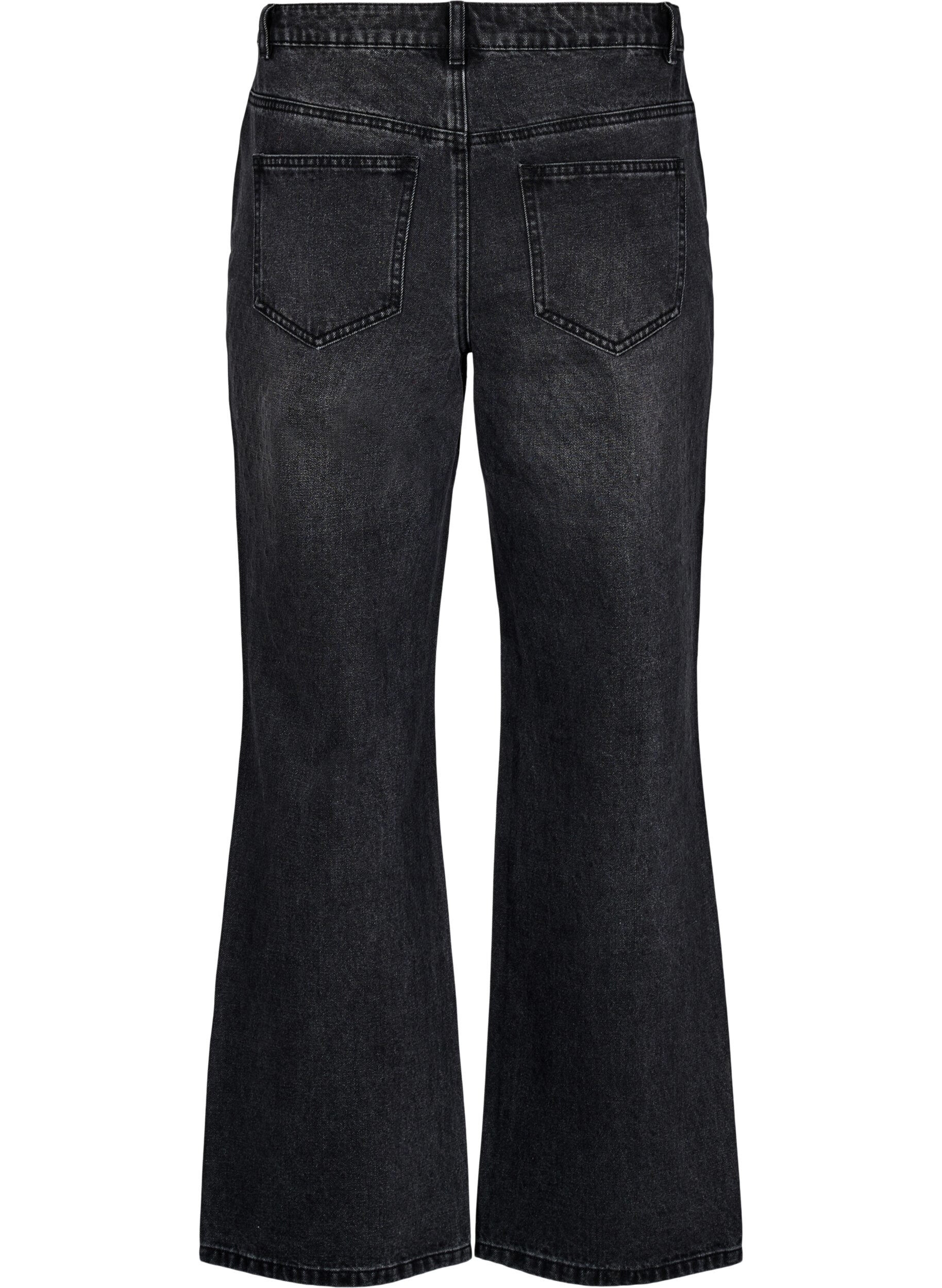 Zizzi Straight-fit jeans met rhinestones en een hoge taille, Grijs, Packshot image number 1