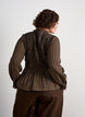 Blouse met ruitpatroon, smockwerk en peplum, Bruin, Model image number 2
