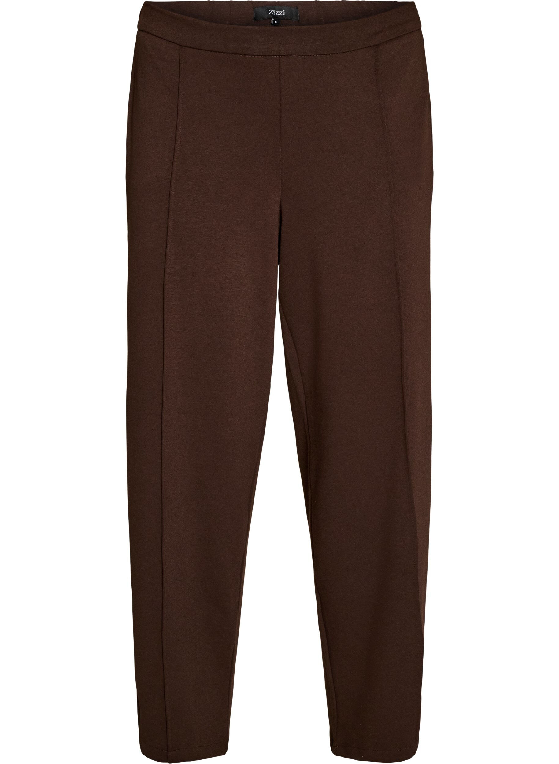 ZizziLosse jerseybroek met hoge taille, Bruin, Packshot image number 0