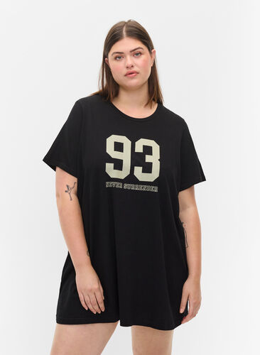 Oversized slaap t-shirt van biologisch katoen, Black w. 93, Model image number 0