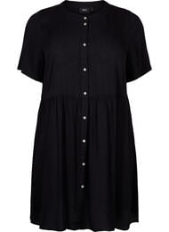 A-lijn viscose jurk met korte mouwen, Black