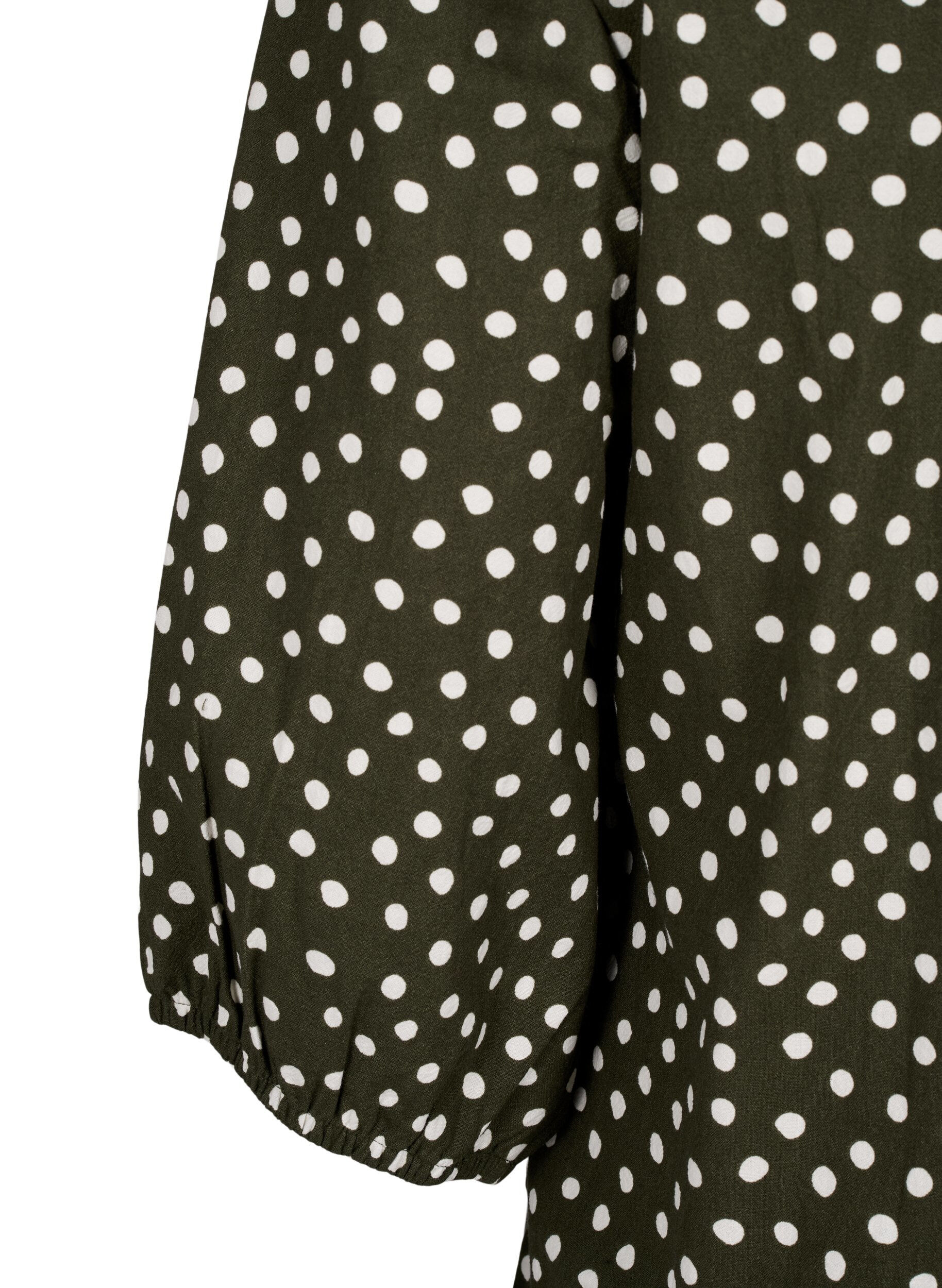 Zizzi Katoenen blouse met 3/4 mouwen en stippen, Forest Night Dot, Packshot image number 3