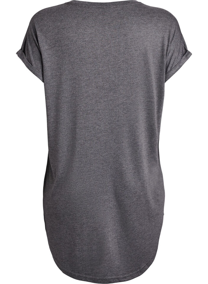 Nachthemd met korte mouwen en tekstprint, Zwart, Packshot image number 1