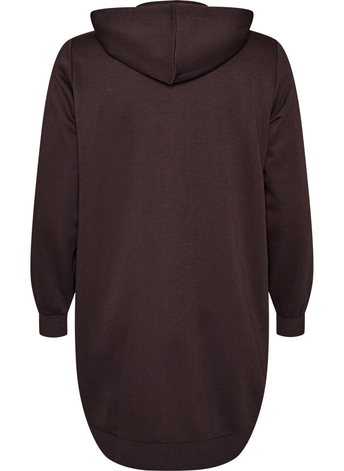 Lange hoodie met ritssluiting en zakken, Bruin, Packshot image number 1