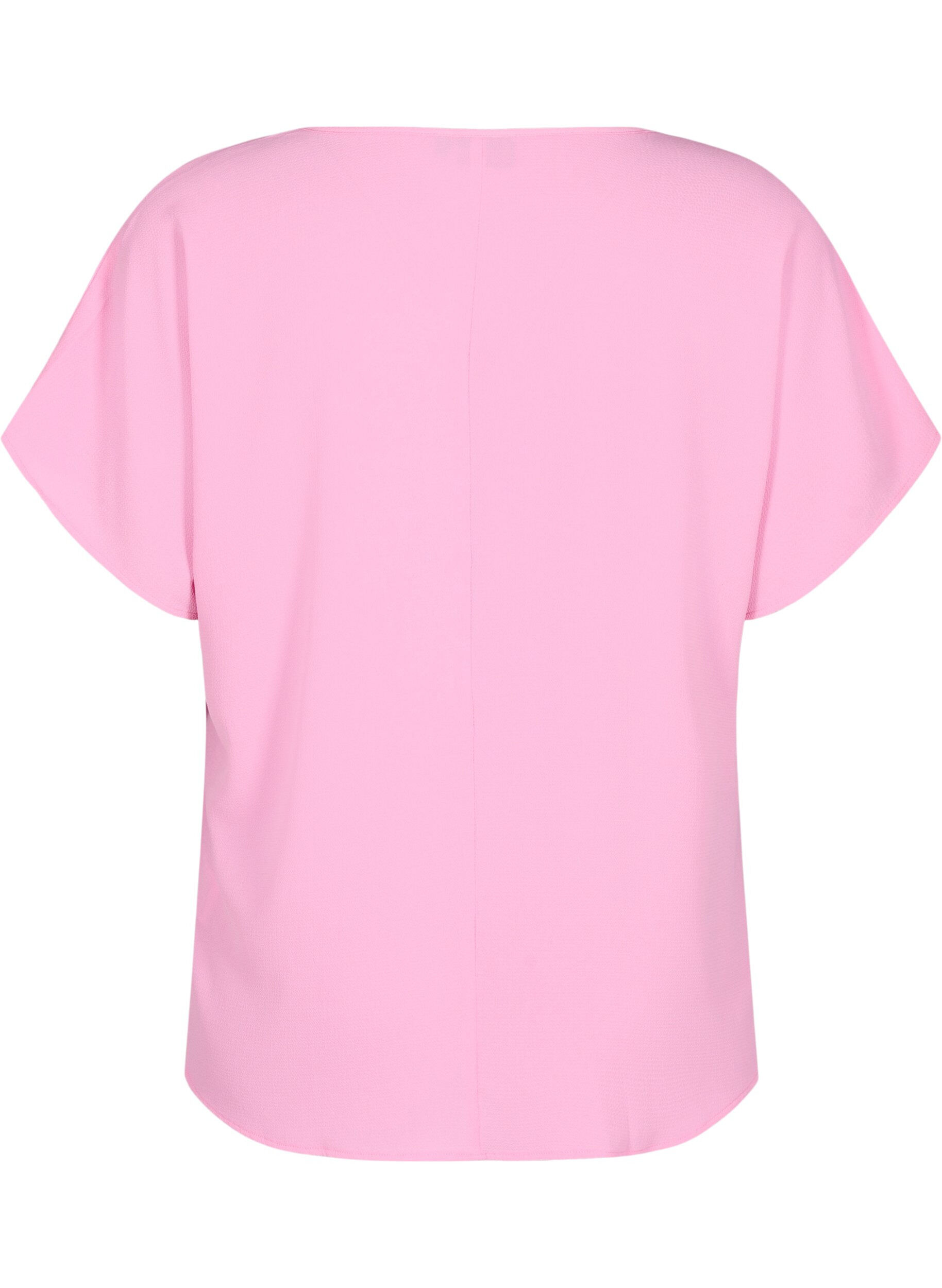 ZizziBlouse met korte mouwen en een ronde halslijn, Roze, Packshot image number 1