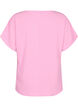 Blouse met korte mouwen en een ronde halslijn, Roze, Packshot image number 1