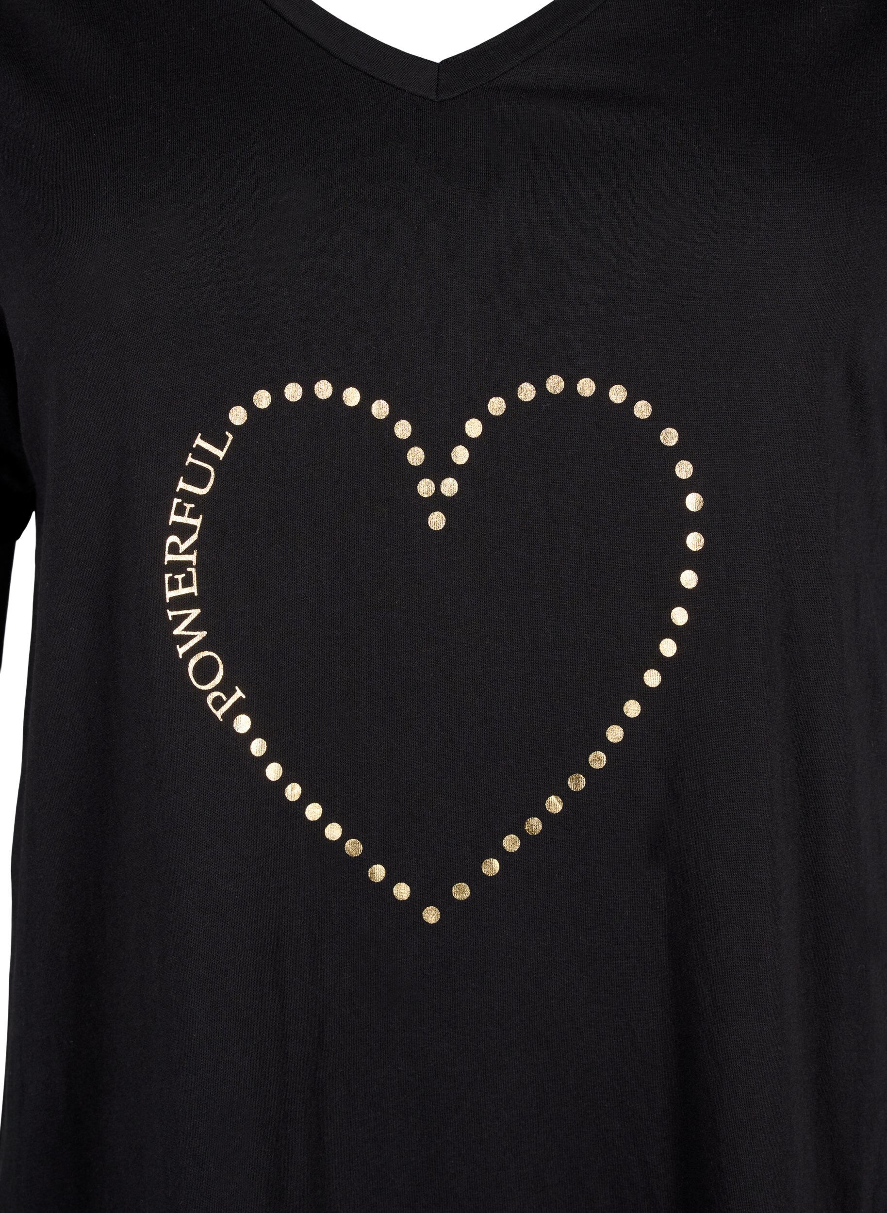 Zizzi Nachtjapon van biologisch katoen met V-hals, , Packshot image number 2