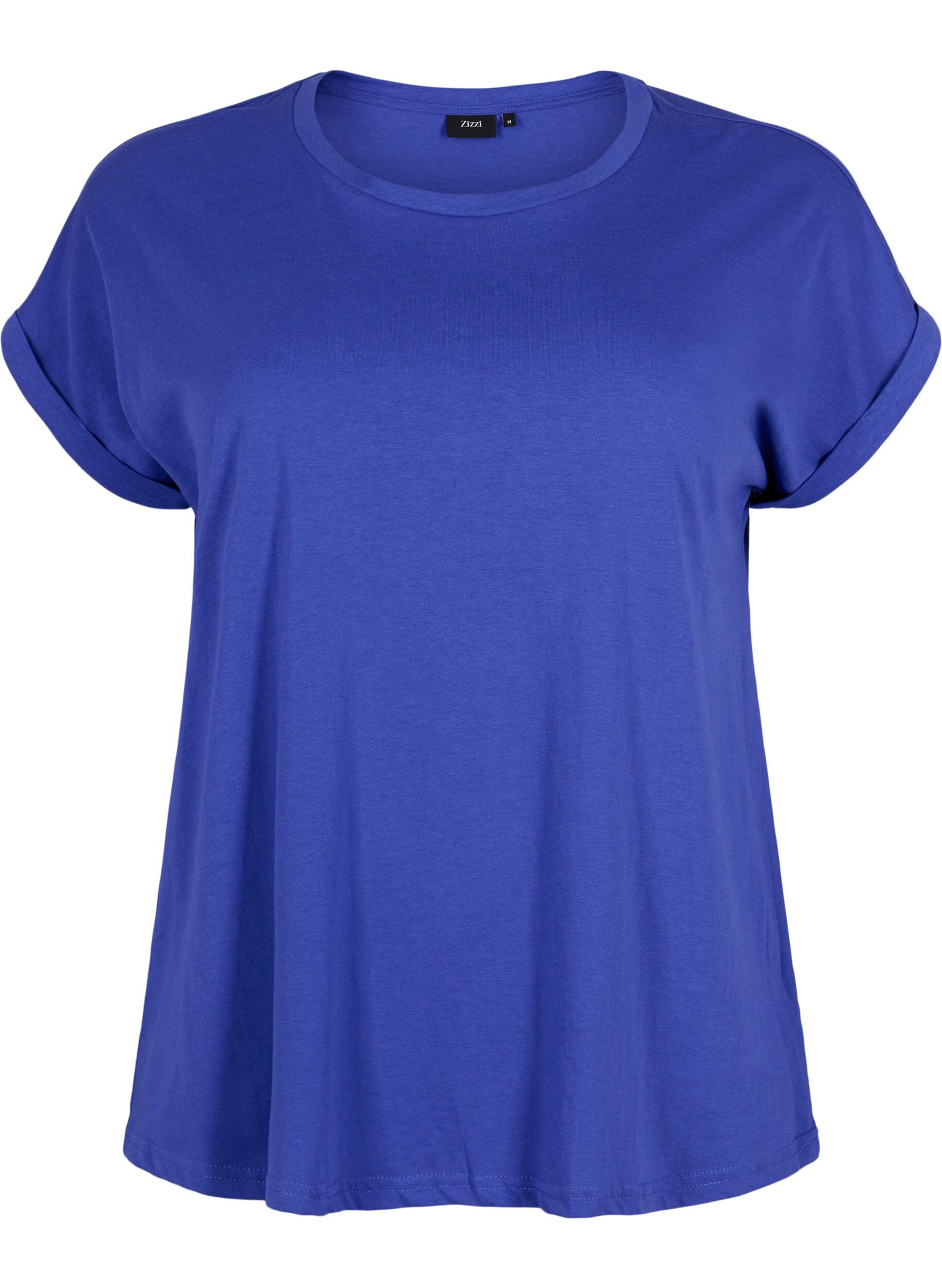 ZizziT-shirt met korte mouwen van katoenmix, Blauw, Packshot image number 0