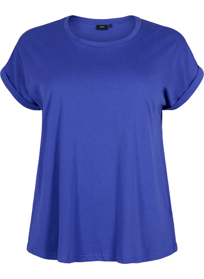 T-shirt met korte mouwen van katoenmix, Blauw, Packshot image number 0