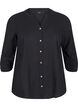 Katoenen blouse met een V-hals, Zwart, Packshot image number 0