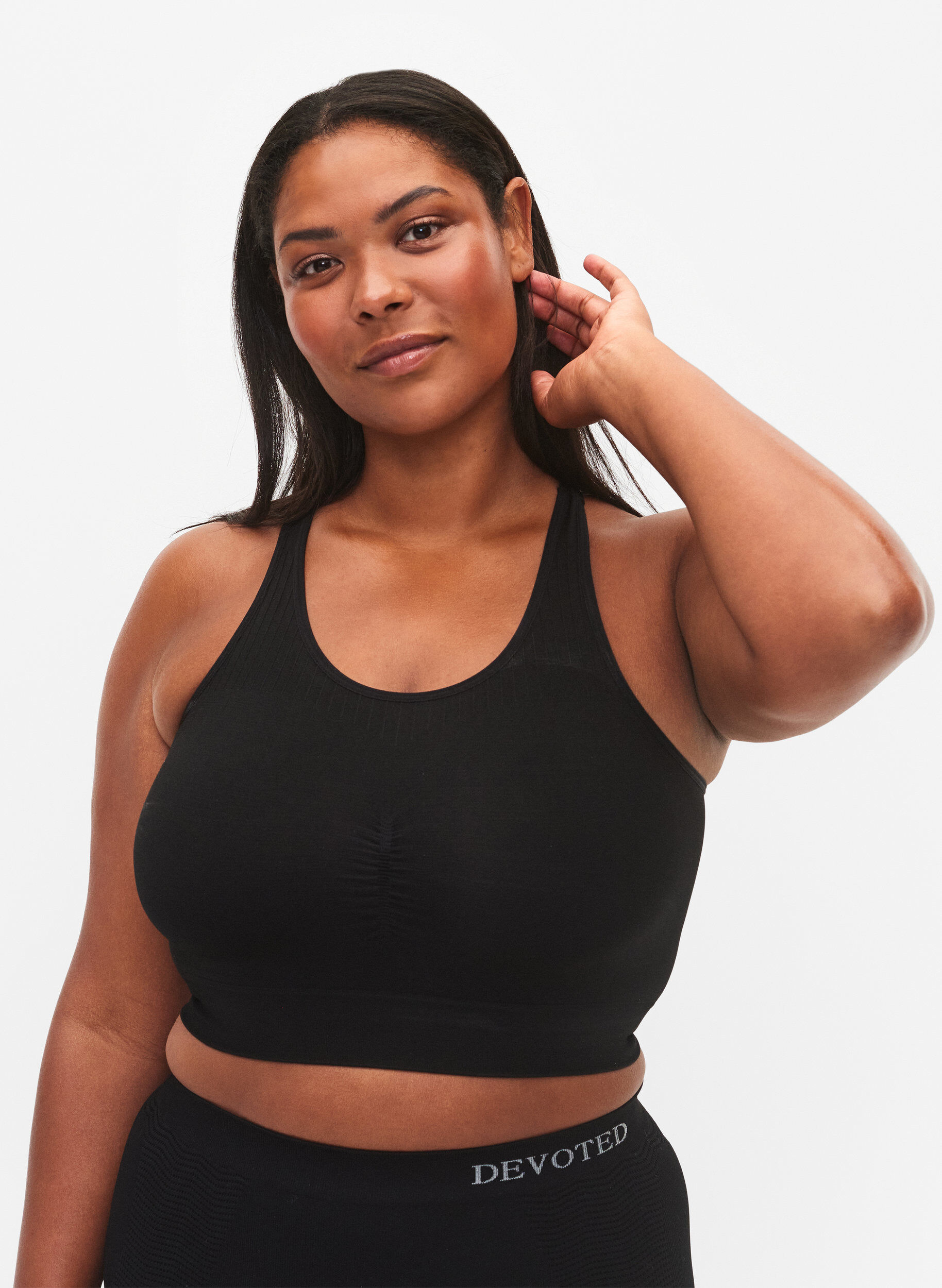 Zizzi Seamless beha top, Black, Model image number 0