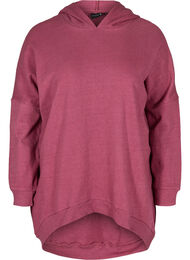 Cotton sweatshirt with hood and high-low effect, Violet Quartz