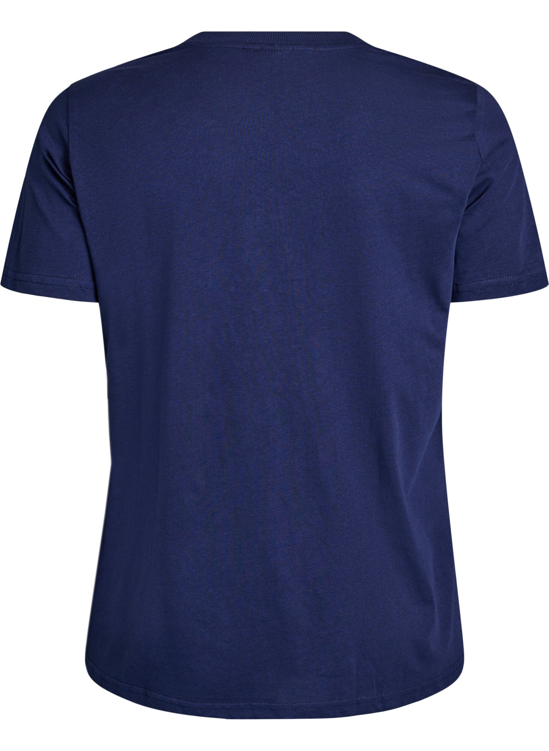 Zizzi Basic katoenen T-shirt met ronde hals, Blauw, Packshot image number 1