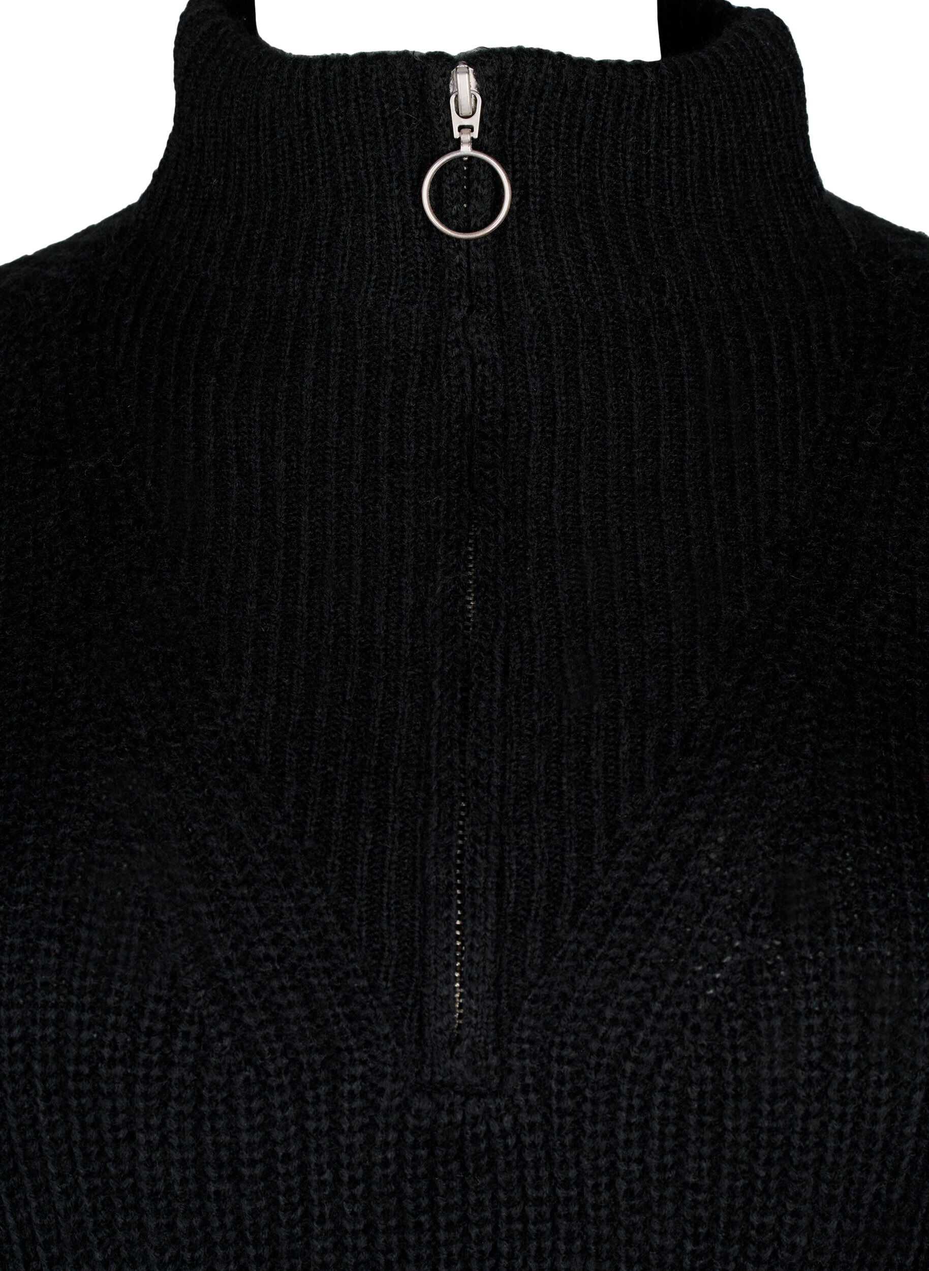 Zizzi FLASH - Gebreide jurk met hoge nek, Black, Packshot image number 2