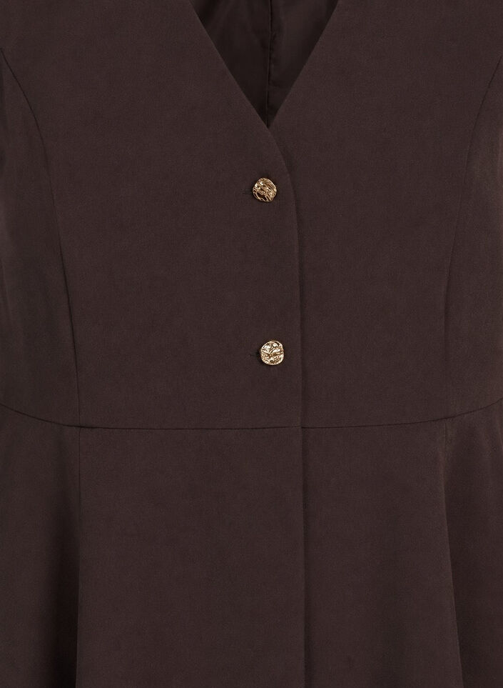 Gilet met krijtstreep en peplum, Bruin, Packshot image number 2