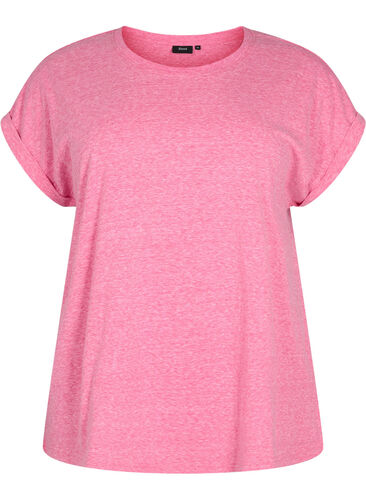 Gemêleerd t-shirt met korte mouwen, Beetroot Purple Mél, Packshot image number 0