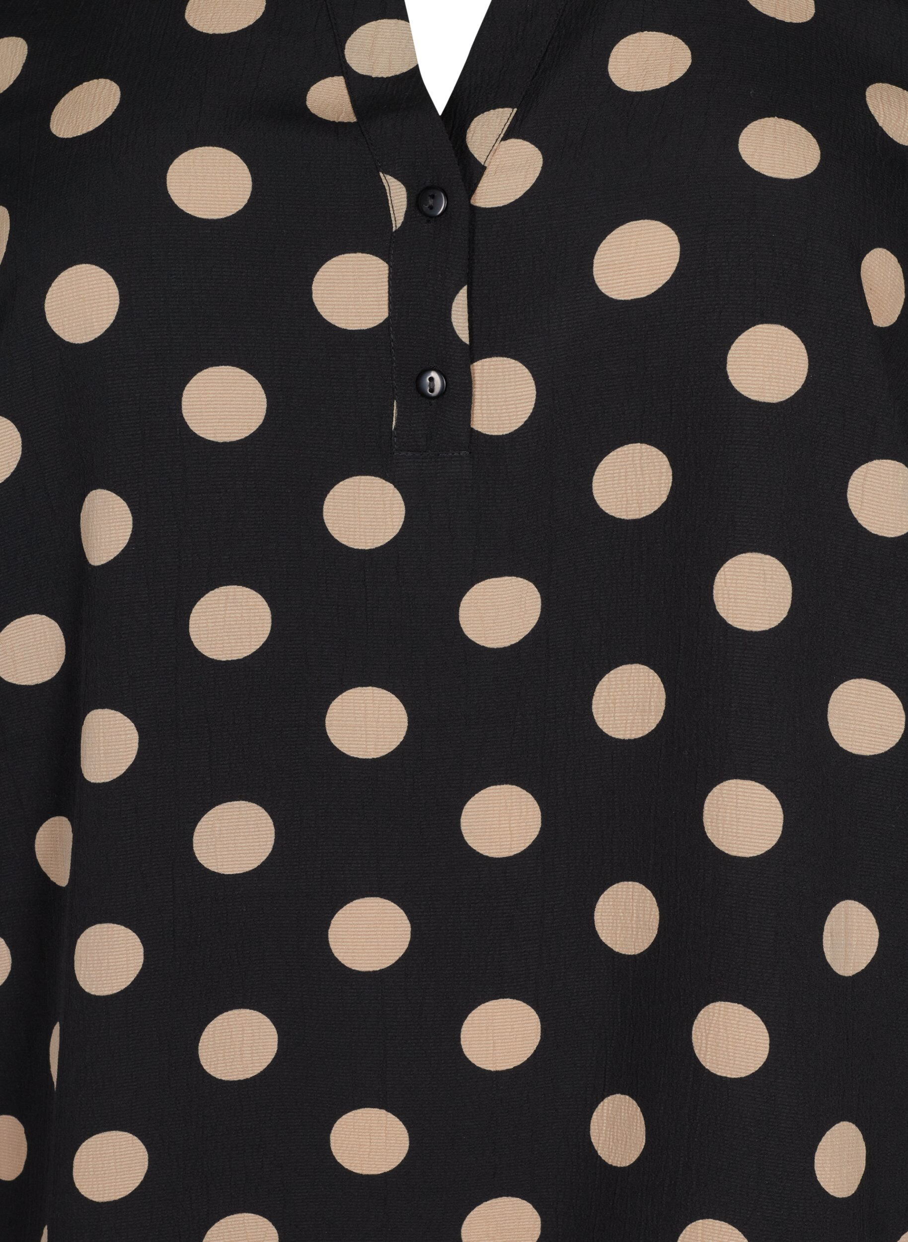 Zizzi FLASH - Blouse met lange mouwen en print, Black Brown Dot, Packshot image number 2