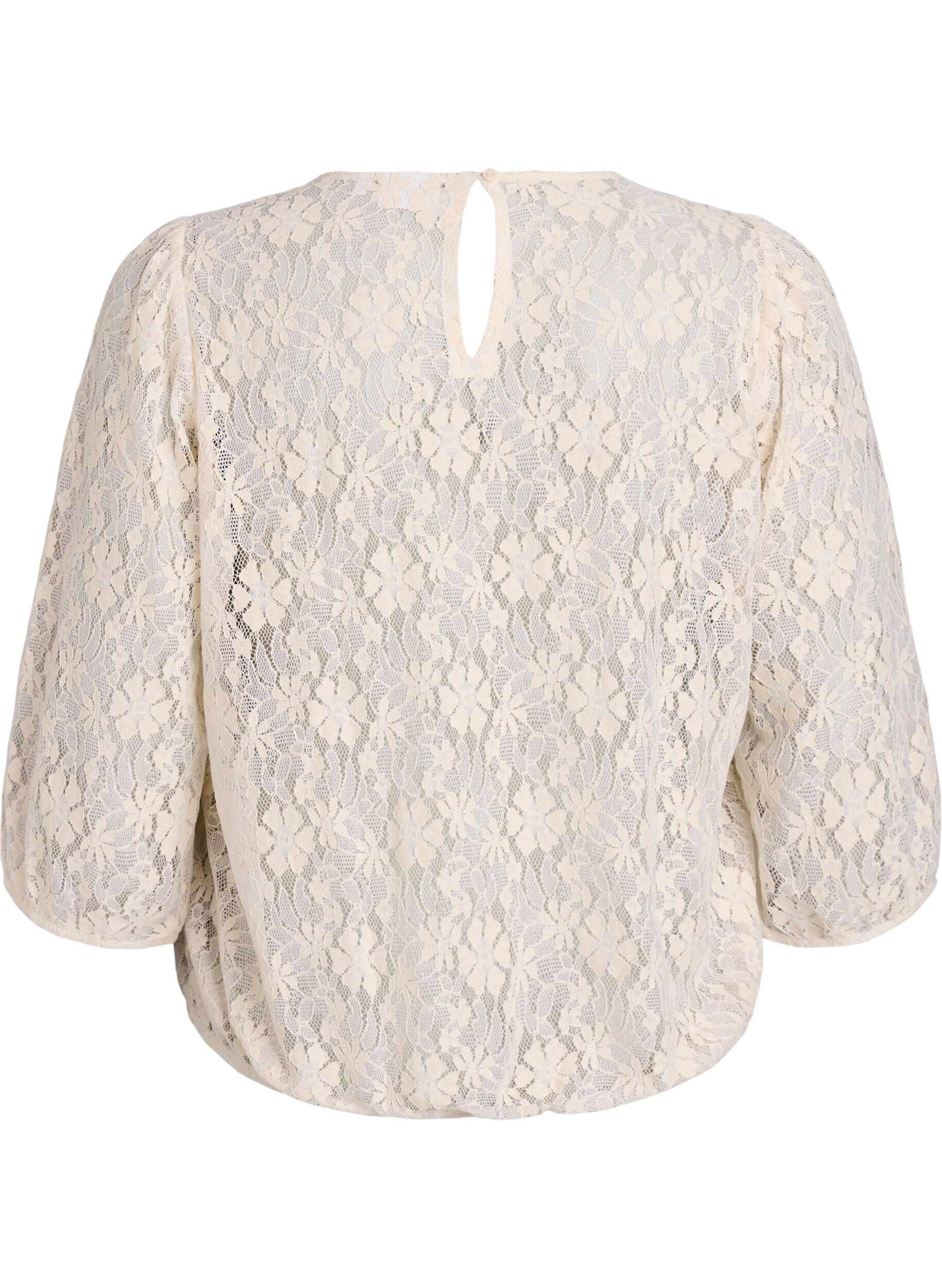 Zizzi Kantblouse met 3/4 mouwen, Vanille, Packshot image number 1