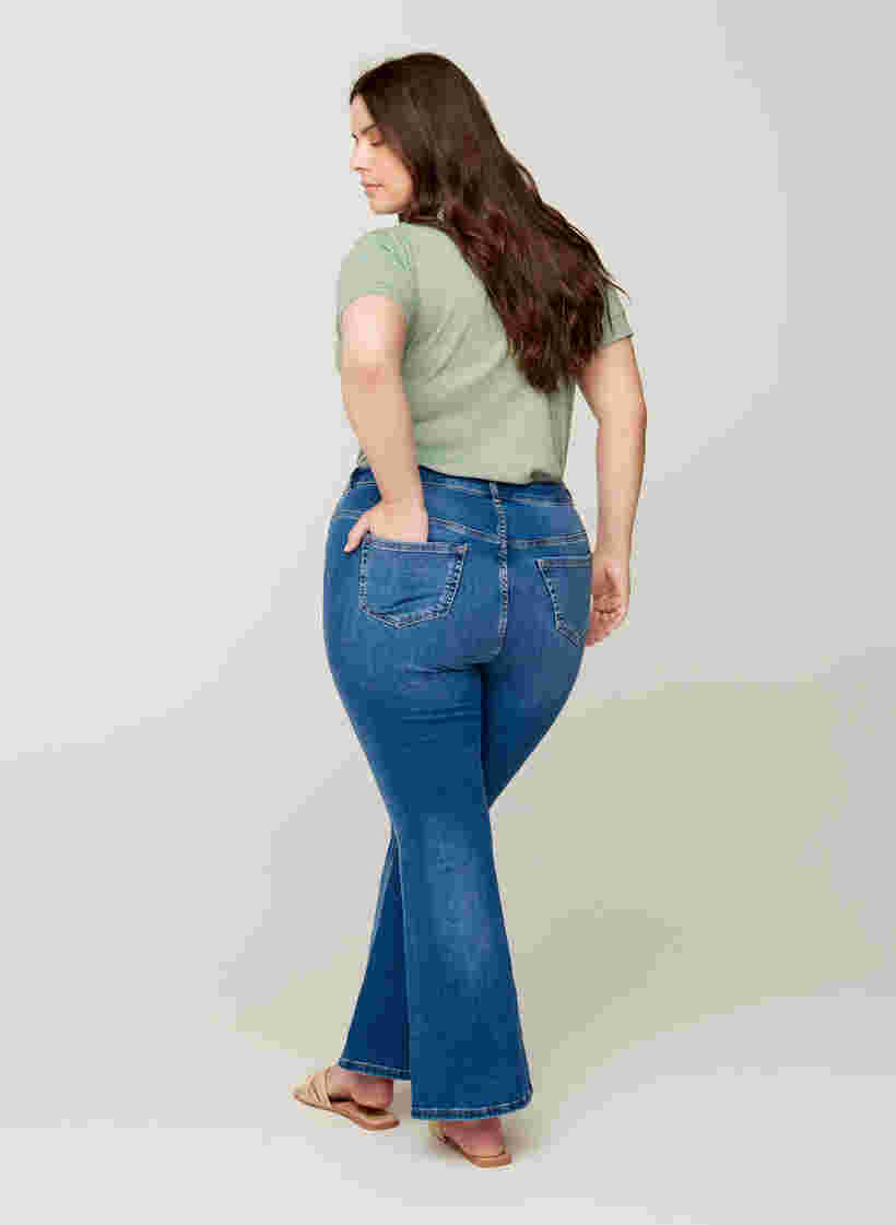 Ellen bootcut jeans met hoge taille, Blue denim, Model image number 2