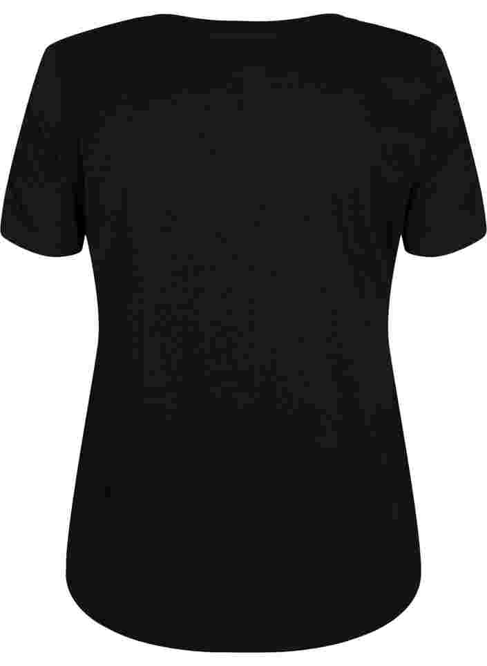 Katoenen t-shirt met korte mouwen en opdruk, Black W. Love , Packshot image number 1
