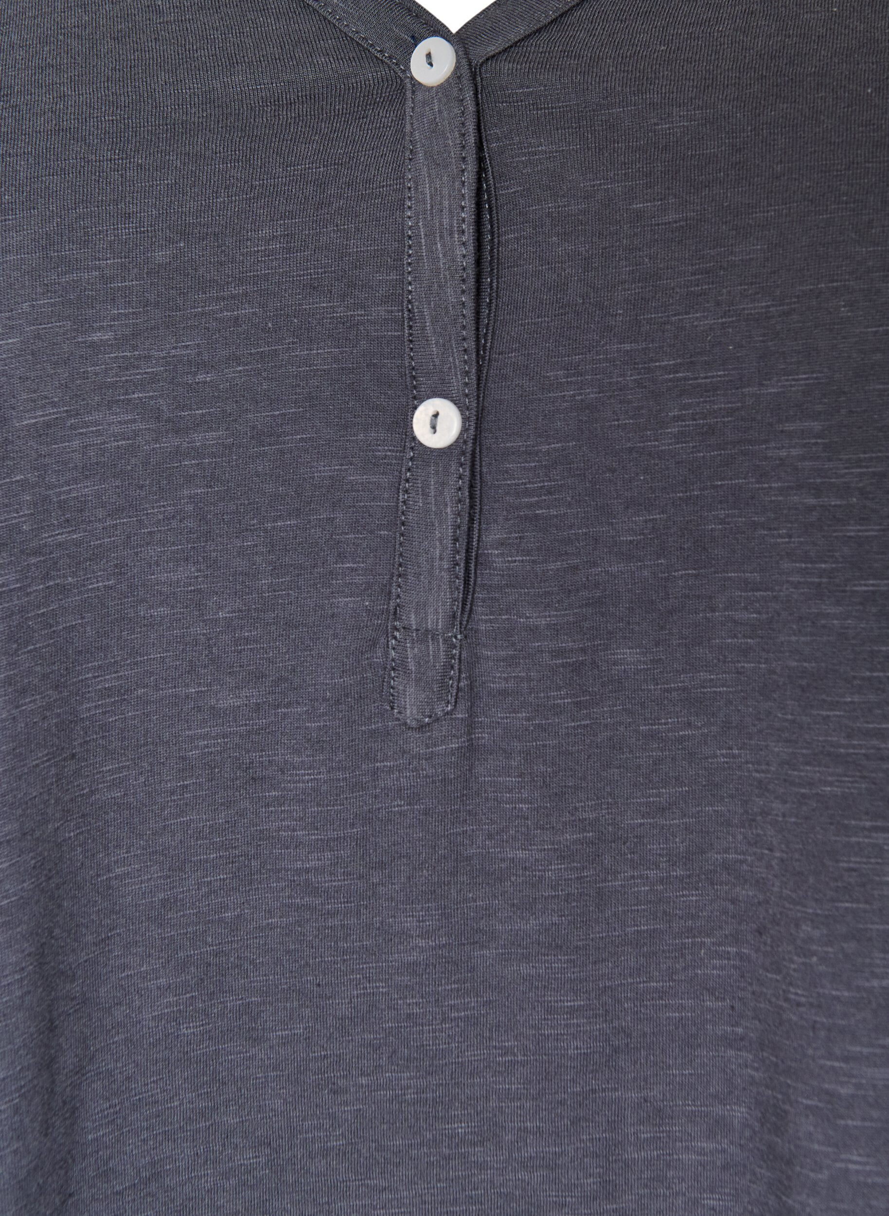 ZizziT-shirt met lange mouwen, V-hals en knopen, Grijs, Packshot image number 2