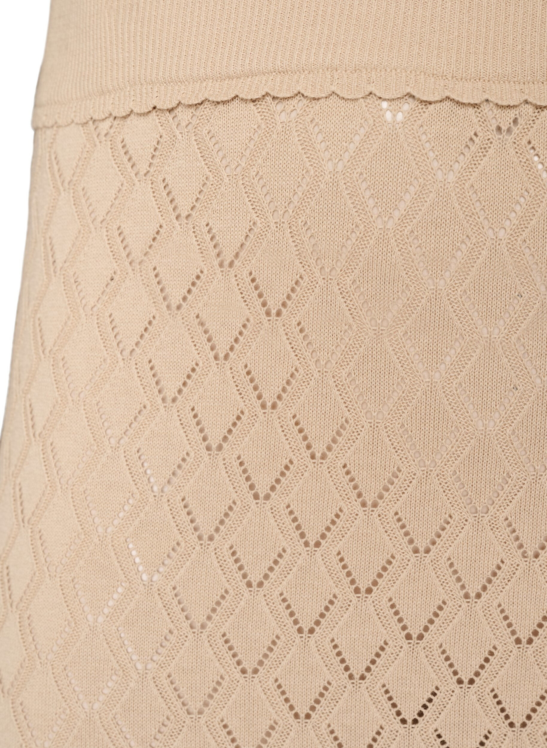 ZizziGebreide rok met oogjesborduurwerk, Beige, Packshot image number 2