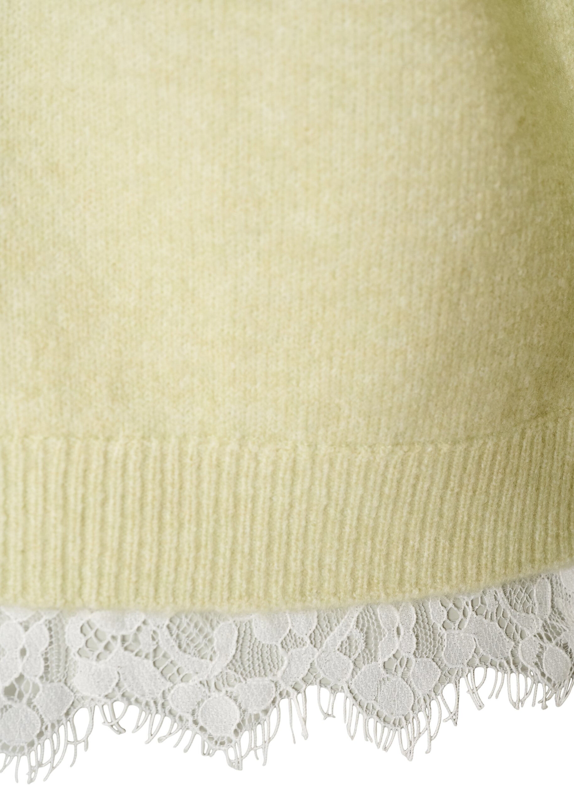 ZizziGebreide blouse met kanten rand aan de zoom, Groen, Packshot image number 3
