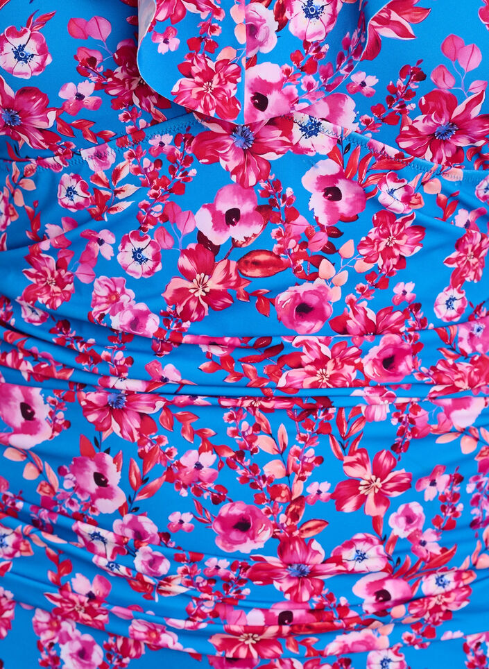 Bloemenbadpak met ruches en afneembare pads, Blauw, Packshot image number 2