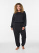 Jerseybroek met hoge taille en zakken, Zwart, Model image number 0