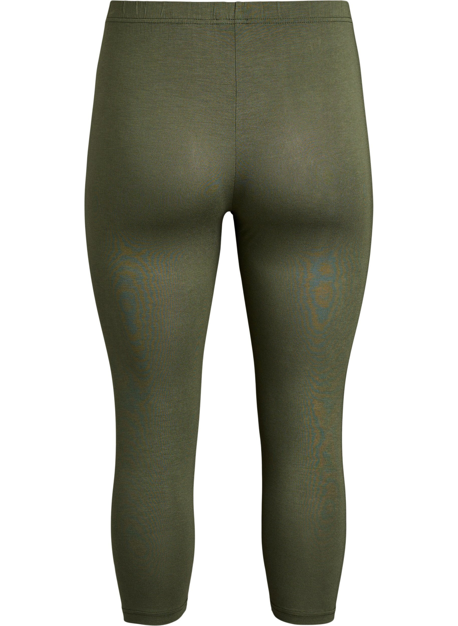 Zizzi Basic 3/4 legging in viscose, Groen, Packshot image number 1