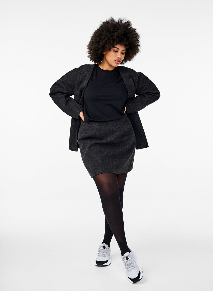 Korte rok met A-snit, Dark Grey Melange, Model image number 2