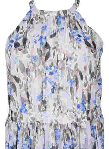 Bloemen maxi jurk met plooien, Blue Flower AOP, Packshot image number 2