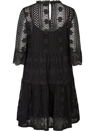 Kanten jurk met 3/4 mouwen, Black, Packshot image number 1