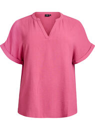 Luchtige blouse met korte mouwen, Rood