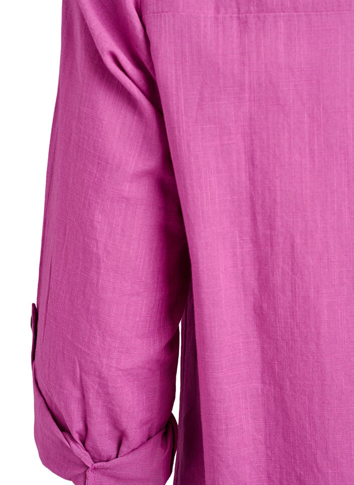 Katoenen blouse met V-hals, Roze, Packshot image number 3