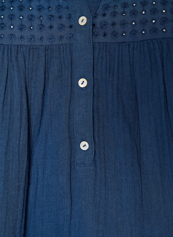 Katoenen mousseline tuniek met broderie anglaise, Blauw, Packshot image number 2