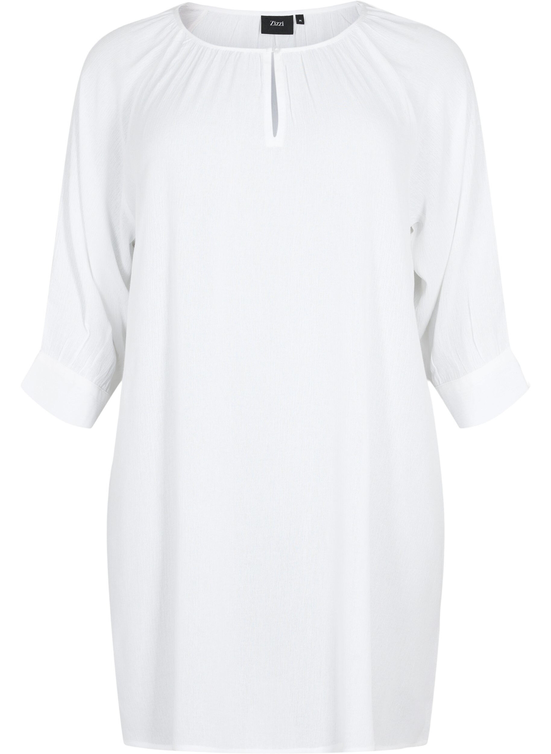 Zizzi Tuniek van viscose met 3/4-mouwen, Wit, Packshot image number 0