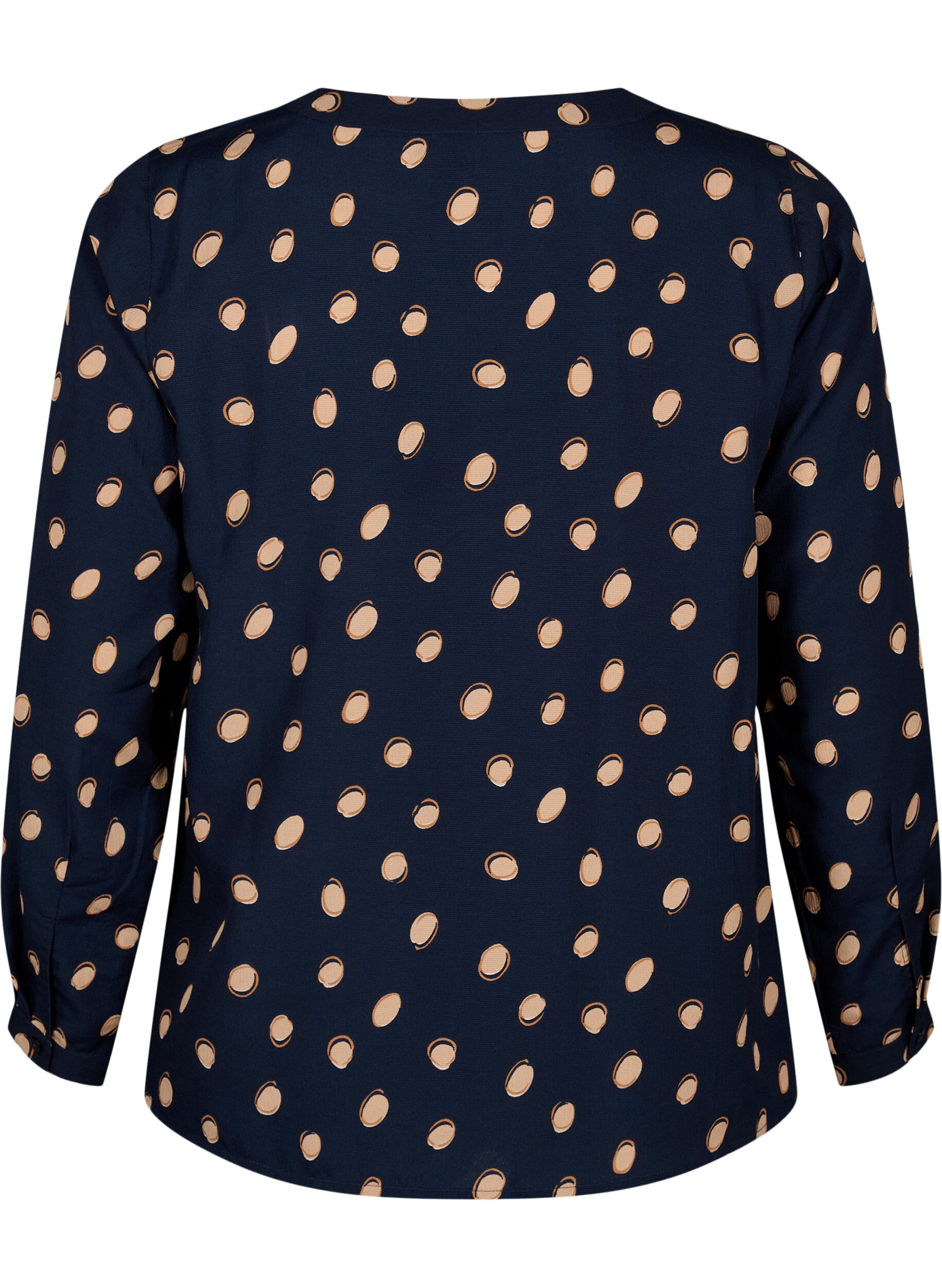 Zizzi FLASH - Blouse met lange mouwen en print, Blue Double Dot, Packshot image number 1
