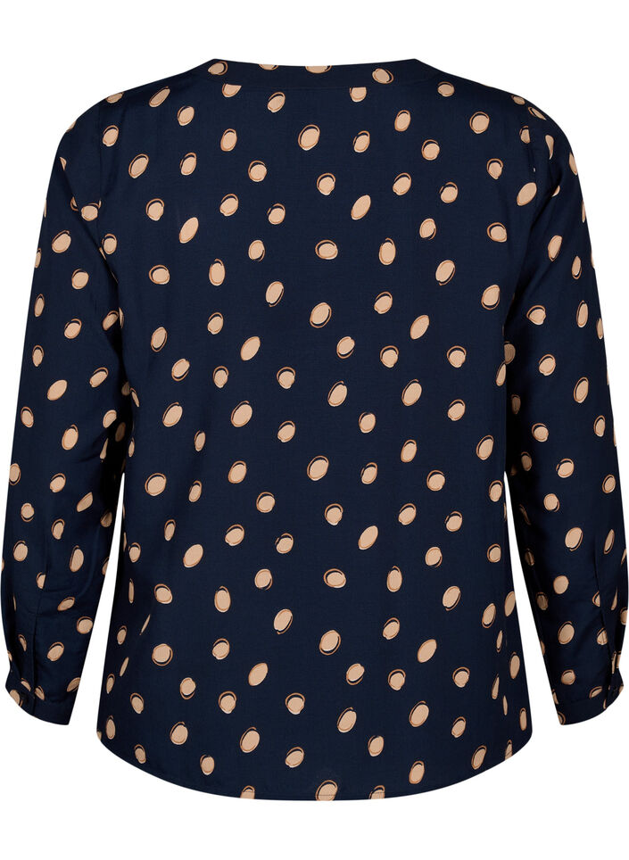 FLASH - Blouse met lange mouwen en print, Blue Double Dot, Packshot image number 1