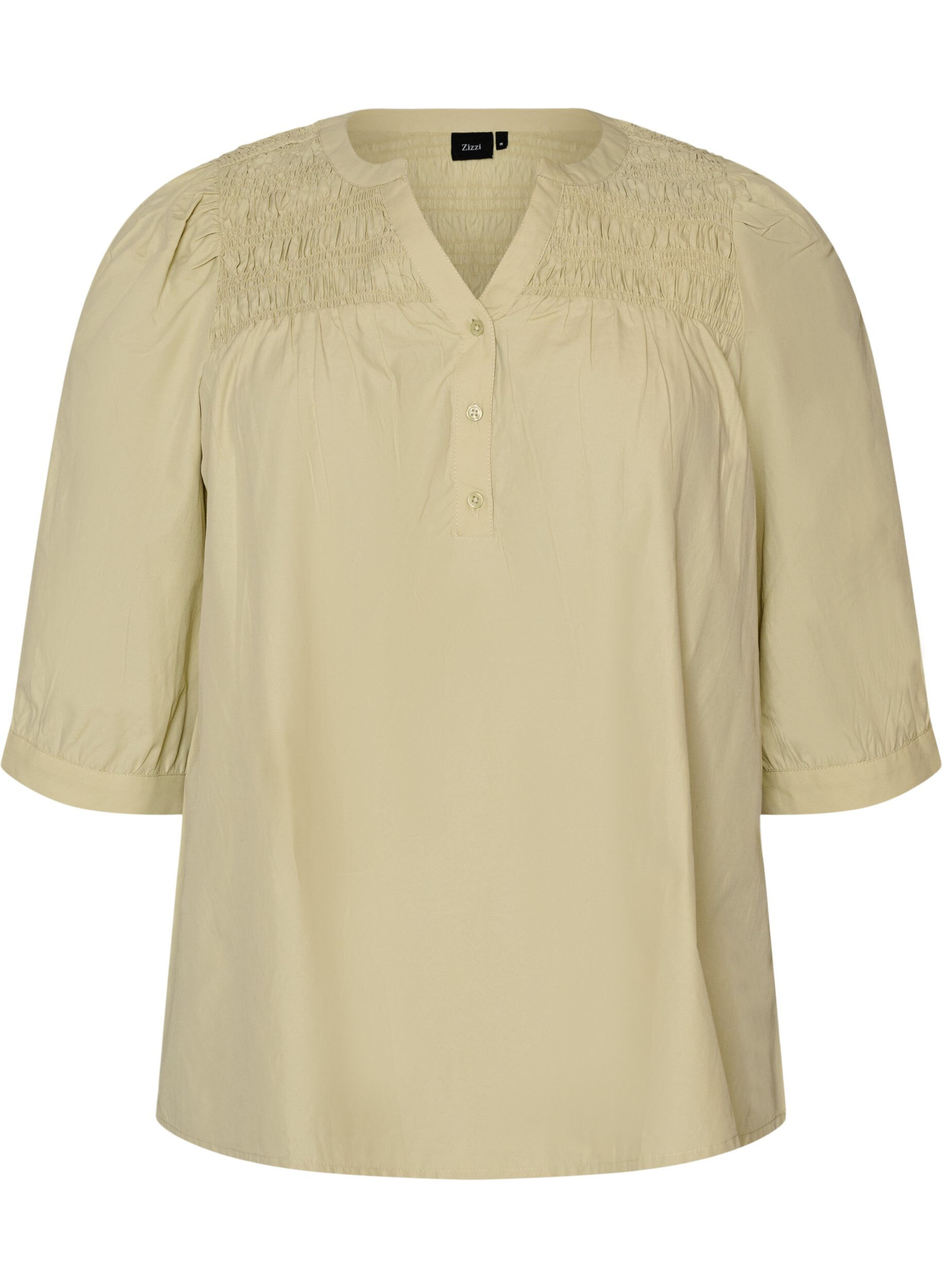 Blouse met smock en 3/4-mouwen