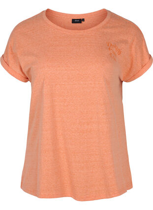 Gemêleerd t-shirt in katoen, Amberglow Melange, Packshot image number 0