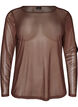 Transparante mesh blouse met strassteentjes, Bruin, Packshot image number 0
