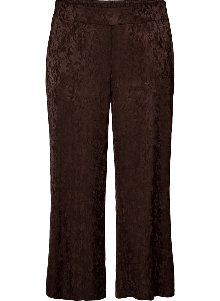 Losse broek met paisleypatroon en hoge taille, Bruin, Packshot image number 0