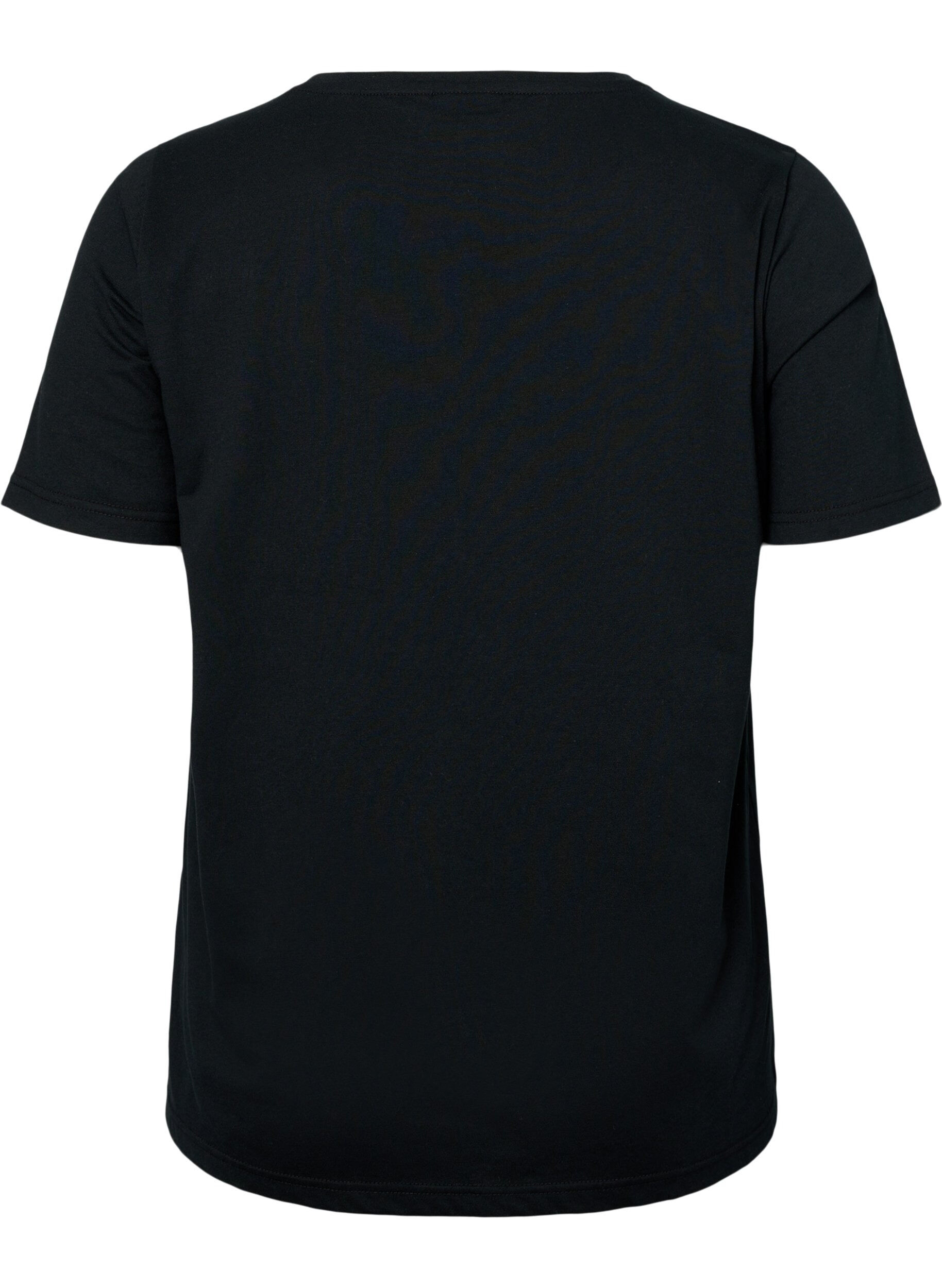 Zizzi FLASH - 2-pack t-shirt met motief, Black/Port Royale , Packshot image number 2