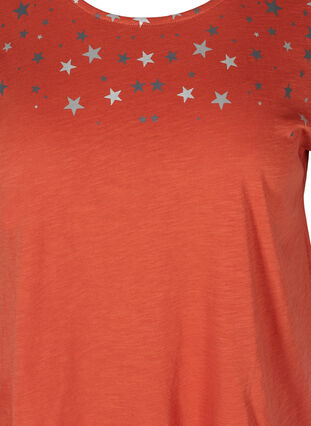 Katoenen t-shirt met korte mouwen en sterretjes, Burnt Brick STARS, Packshot image number 2