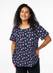 Blouse met korte mouwen en textuur, Blauw, Model image number 0