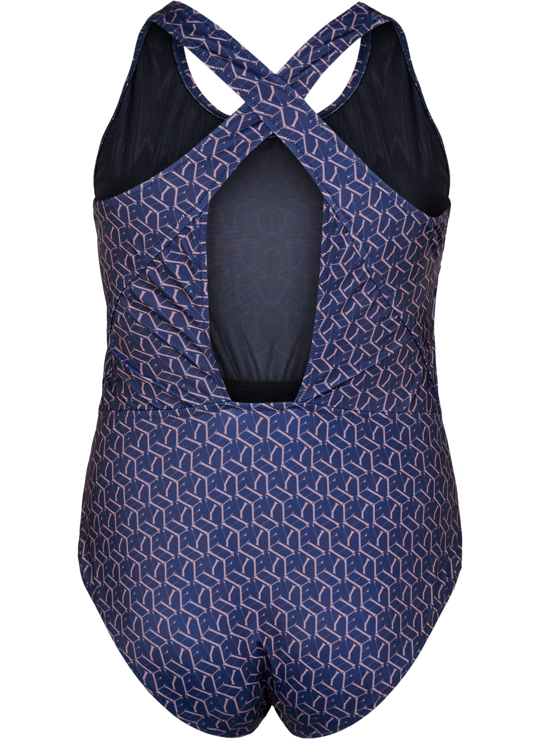 Zizzi Badpak met print en gekruiste rug, Text Print, Packshot image number 1