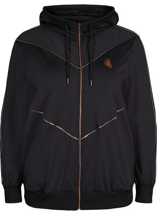 Sportieve vest met capuchon en ritssluiting, Black/Copper Lines, Packshot image number 0