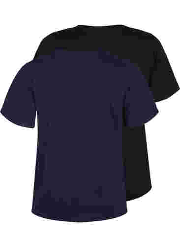 	 FLASH - 2-pack v-hals t-shirts, Navy Blazer/Black, Packshot image number 1