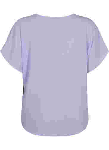 Top met korte mouwen en ronde hals, Lavender, Packshot image number 1